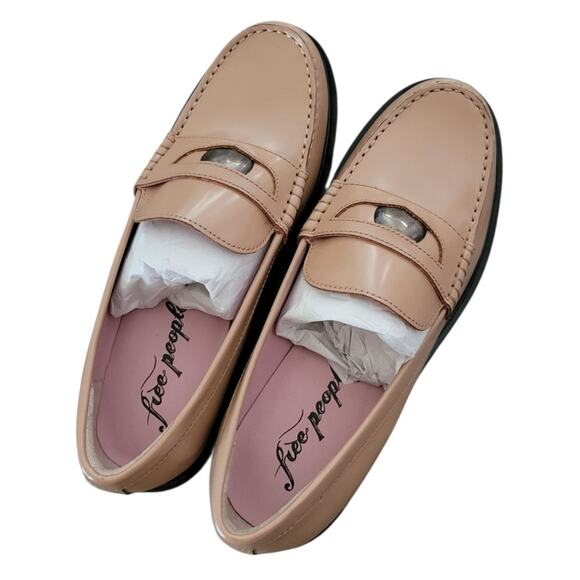 Free People Liv Loafer Women's Size 8/38 Camel Brown Leather Slip-on Shoes - NEW - Picture 6 of 8